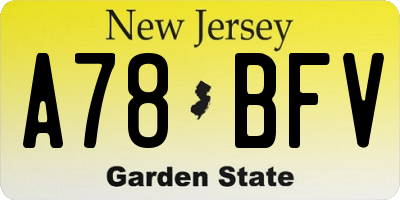 NJ license plate A78BFV