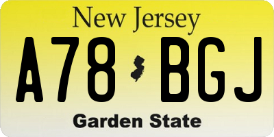 NJ license plate A78BGJ