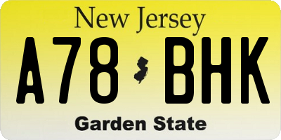 NJ license plate A78BHK