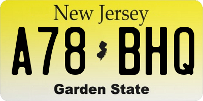 NJ license plate A78BHQ
