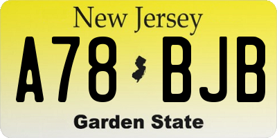 NJ license plate A78BJB