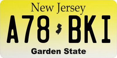 NJ license plate A78BKI