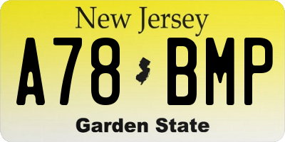 NJ license plate A78BMP