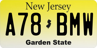 NJ license plate A78BMW