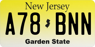 NJ license plate A78BNN