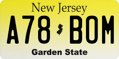 NJ license plate A78BOM