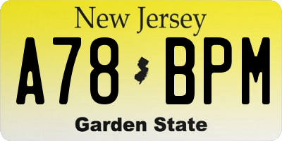 NJ license plate A78BPM