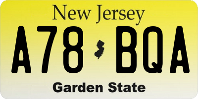 NJ license plate A78BQA