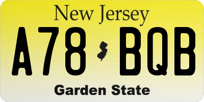 NJ license plate A78BQB