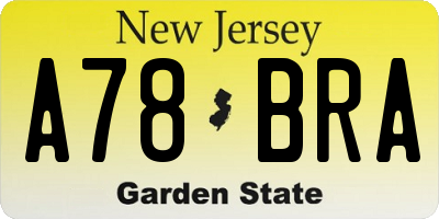 NJ license plate A78BRA
