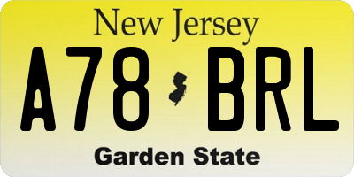 NJ license plate A78BRL