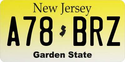 NJ license plate A78BRZ