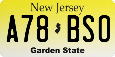 NJ license plate A78BSO