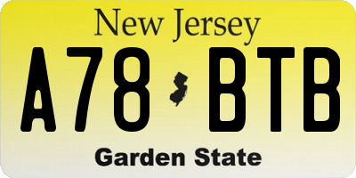 NJ license plate A78BTB