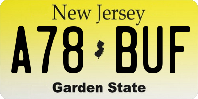 NJ license plate A78BUF