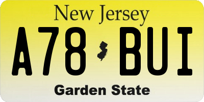 NJ license plate A78BUI
