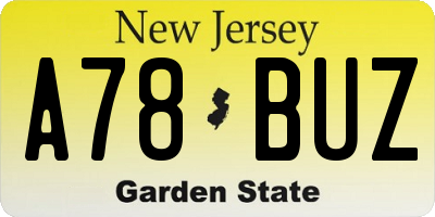 NJ license plate A78BUZ