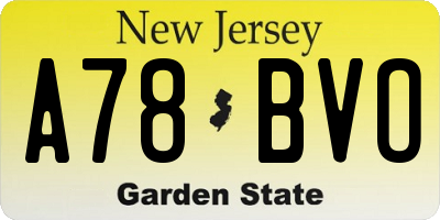 NJ license plate A78BVO