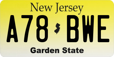 NJ license plate A78BWE