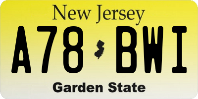NJ license plate A78BWI