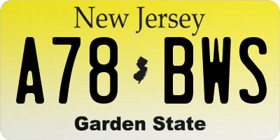 NJ license plate A78BWS