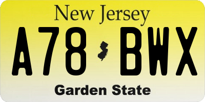 NJ license plate A78BWX