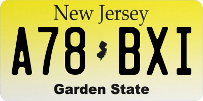 NJ license plate A78BXI