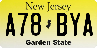 NJ license plate A78BYA
