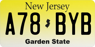 NJ license plate A78BYB