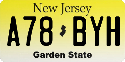 NJ license plate A78BYH