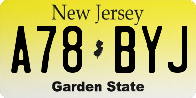 NJ license plate A78BYJ