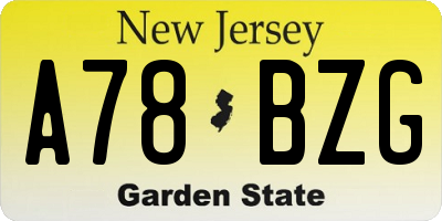 NJ license plate A78BZG