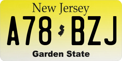 NJ license plate A78BZJ