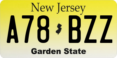 NJ license plate A78BZZ