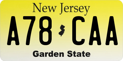 NJ license plate A78CAA