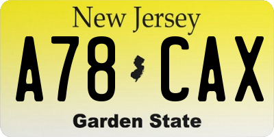 NJ license plate A78CAX