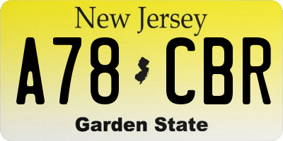 NJ license plate A78CBR
