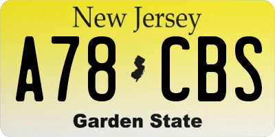 NJ license plate A78CBS