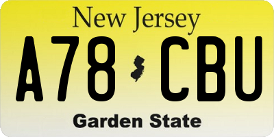 NJ license plate A78CBU