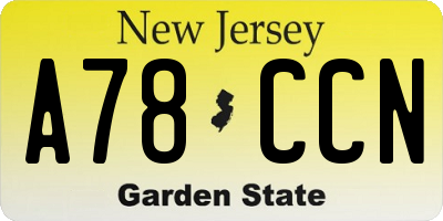 NJ license plate A78CCN