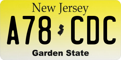 NJ license plate A78CDC
