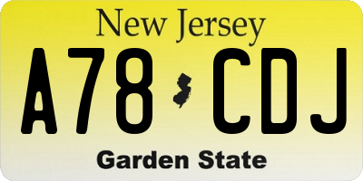 NJ license plate A78CDJ