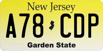 NJ license plate A78CDP