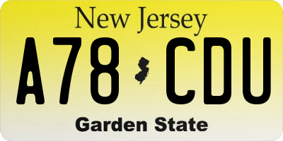 NJ license plate A78CDU