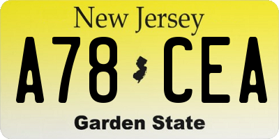 NJ license plate A78CEA