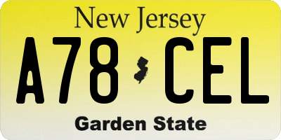 NJ license plate A78CEL
