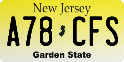 NJ license plate A78CFS