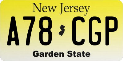 NJ license plate A78CGP