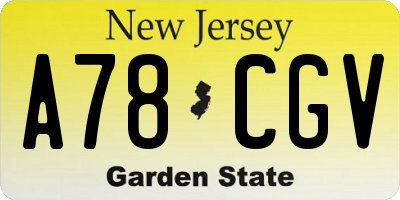 NJ license plate A78CGV