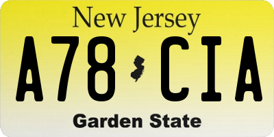 NJ license plate A78CIA
